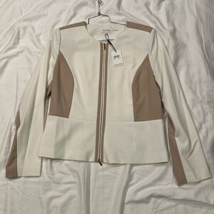 Calvin Klein Women's White and Tan Blazer and Skirt